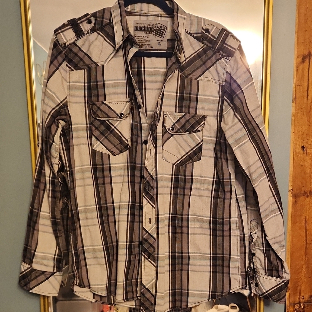 Machine Checkered Long Sleeve Shirt